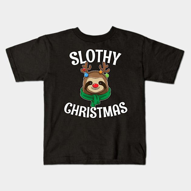 Gift For Sloth Lovers Slothy Christmas Kids T-Shirt by teeleoshirts